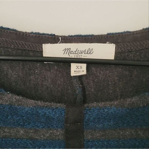 Madewell Striped Back Zip Pullover Sweater in Blue Size  Extra Small - Picture 4 of 8